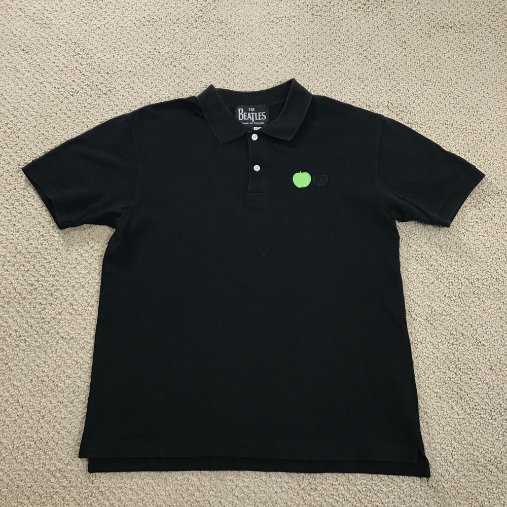 The Beatles x Comme des Garcons Polo Shirt Black Apple Logo VF-T006 Mens XL - Picture 2 of 7